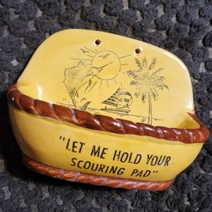 Vintage Florida Souvenir mid-century Kitchen Scouring Pad Holder MCM wall decor